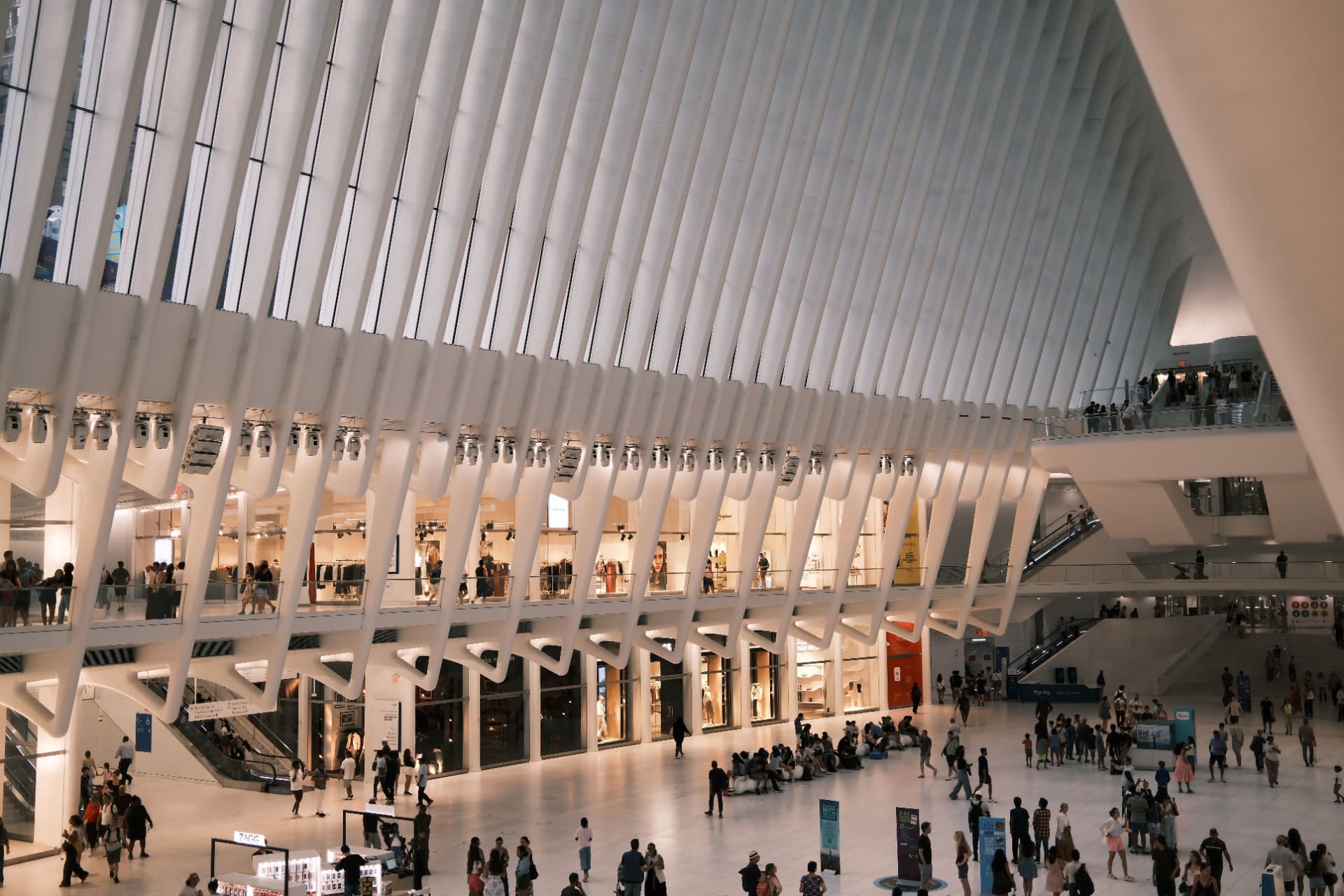 Busy retail hall with shoppers